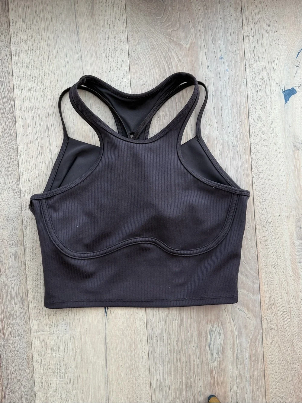 ALO Yoga Brown Double Layered Ribbed High-Neck Racerback Sports Bra